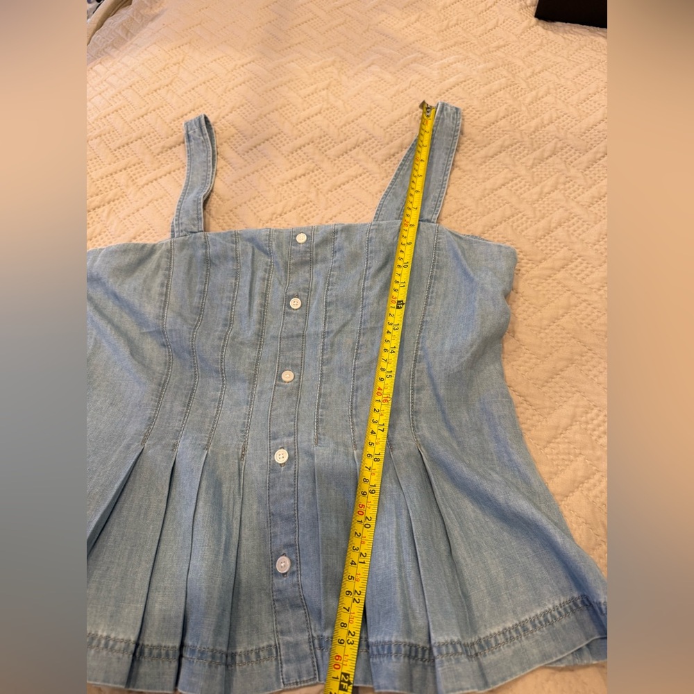 Veronica Beard Light Blue Denim Button Detail Tank Sz 10 - Picture 7 of 12